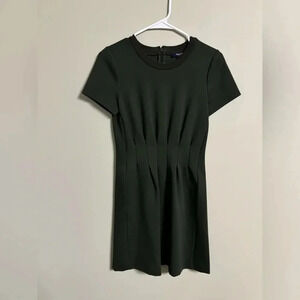 Madewell Dark Green Pleated Midi Dress